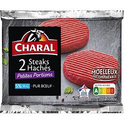 CHARAL Steaks hachés pur bœuf 5% MG 4 steaks 400g pas cher 