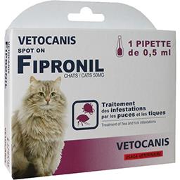 Fipronil Traitement Infestations Puces Et Tiques Pour Chat Vetocanis Intermarche