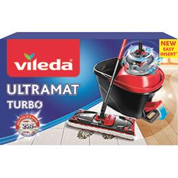 Kit de lavage VILEDA Turbo Smart Système. Serpillère + seau. Système  d'essorage centrifuge.