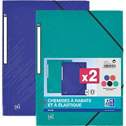 Lot De 8 Chemises Plastique à Rabats Et élastiques General Office - 4 Couleurs, Format Jusqu’à A4 - 24,5 X 32 Cm