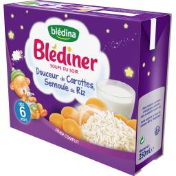 Blédîner - Soupe du soir Douceur de carottes semoule de riz, dès 6