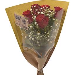 Bouquet 5 roses 50 cm avec feuillage Mon Marché Plaisir - Intermarché