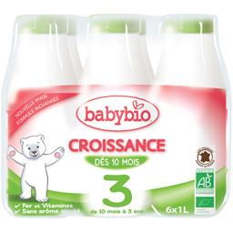 BabyBio Lait Croissance Liquide 3 Bio 6x1L
