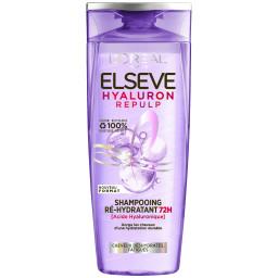 L'Oréal Paris - Shampooing Ré-Hydratant pour Cheveux Déshydratés et Fatigués - Hydratation 72H - Brillance - À l'Acide Hyaluronique - Elseve Hyaluron Repulp - 300 ml