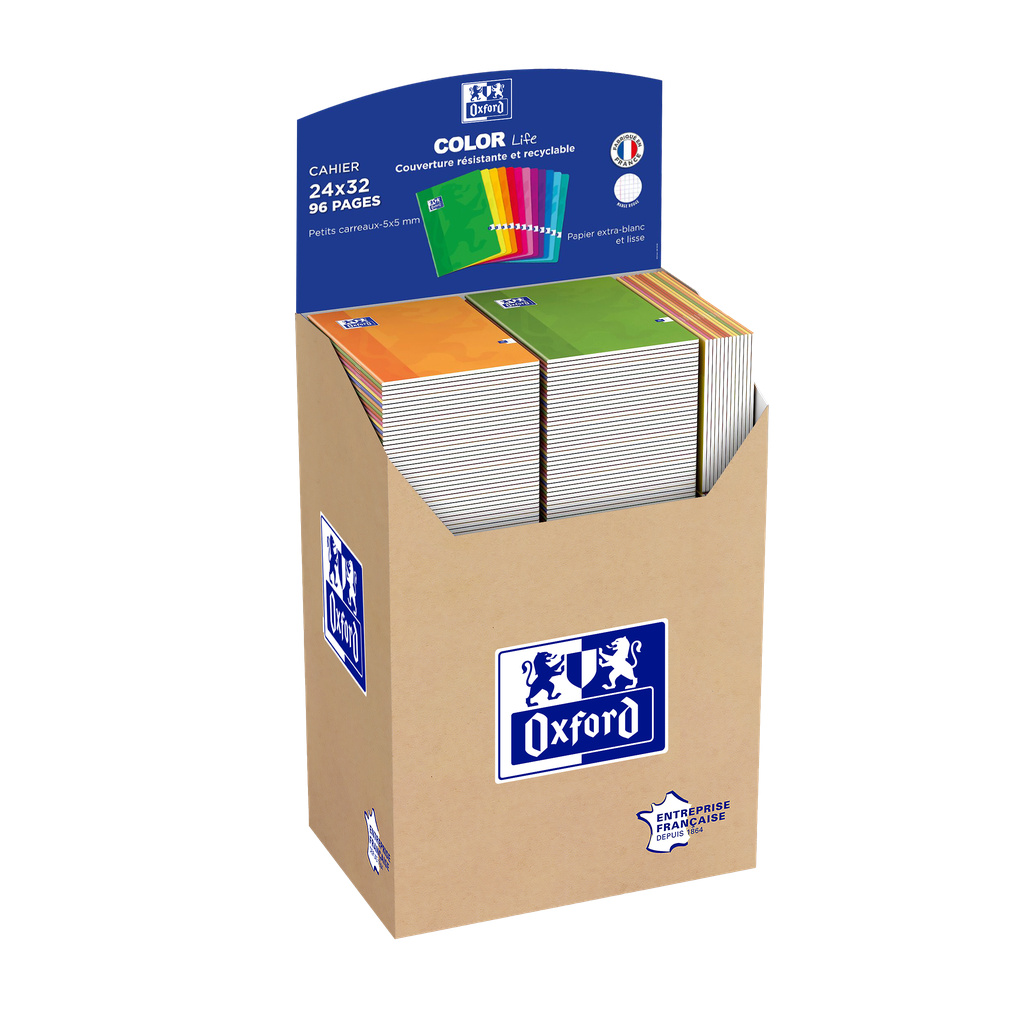 Cahier agrafé margé, petits carreaux 5x5 - 24X32cm Oxford