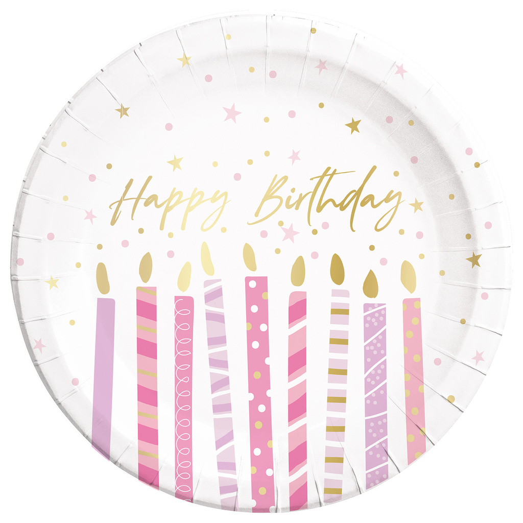 Unique Party Lot de 8 Assiettes en Carton doré Rose 23 cm